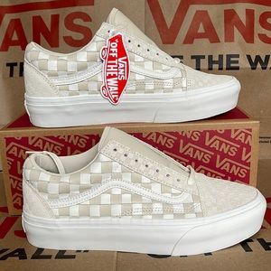 Vans Old Skool Platforms Woven Leather/Blanc De Blanc WMNS